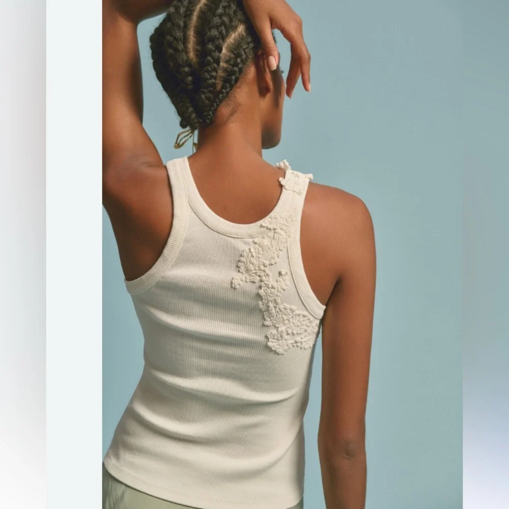🤍Anthropologie The Pippah Lace Applique Tank Size XXS - Picture 5 of 11